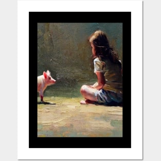 baby and pig cute Posters and Art